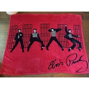 Elvis Presley Red Plush Soft Fleece Throw Blanket 50"x60" Jail House Rock